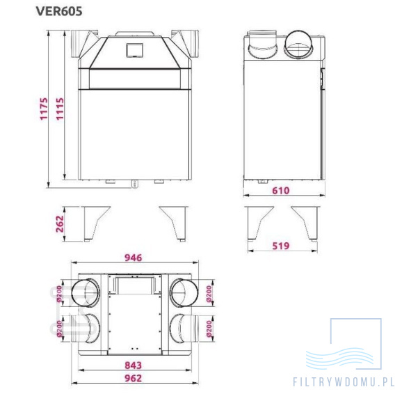 Rekuperator auros 605 wymiary